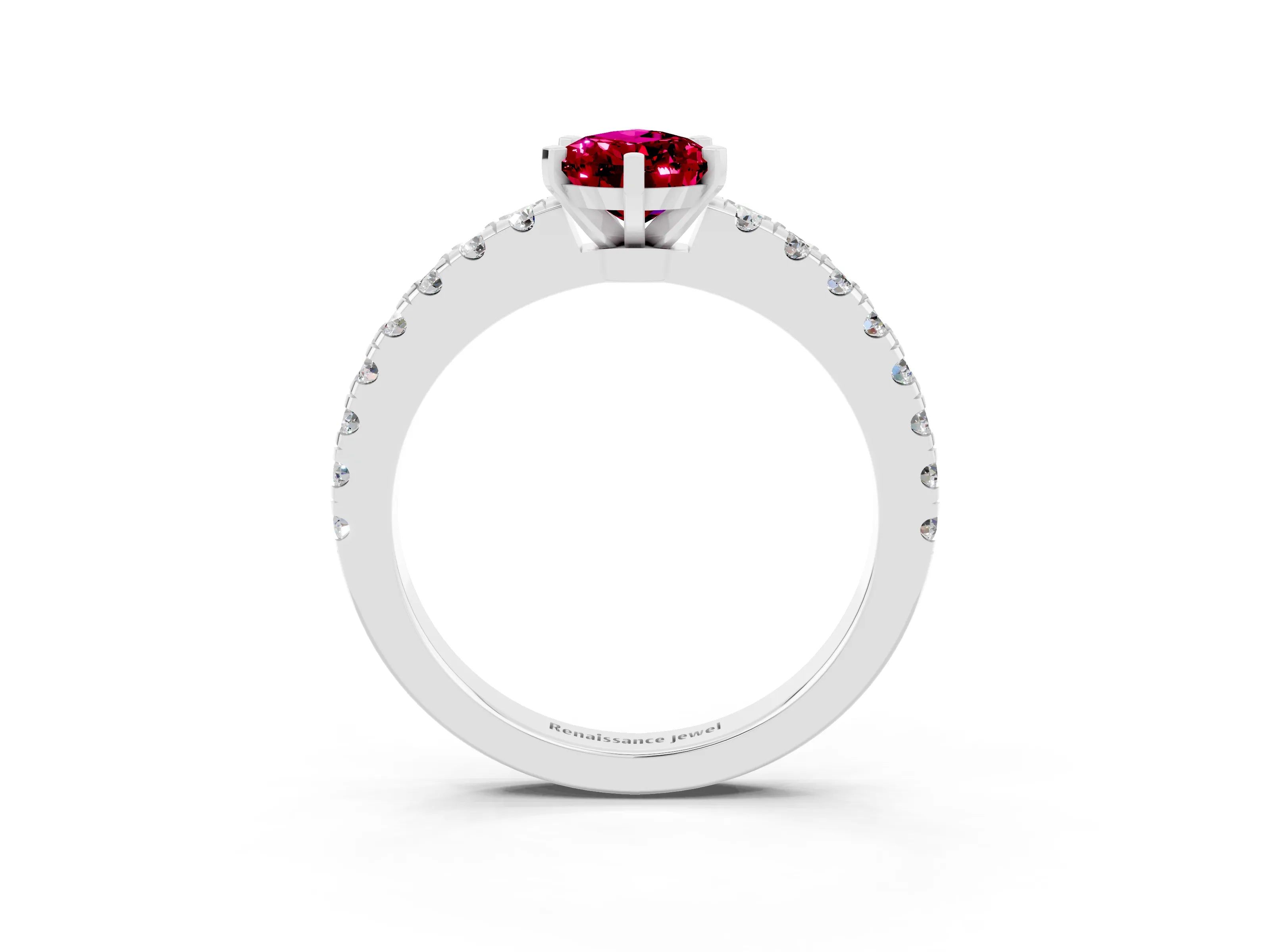 White gold Pear Cut Solitaire Diamond with Pavé Band and Four-Prong Setting_3
