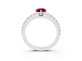 White gold Pear Cut Solitaire Diamond with Pavé Band and Four-Prong Setting_3