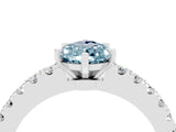 White gold Pear Cut Solitaire Diamond with Pavé Band and Four-Prong Setting_4