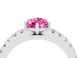 White gold Pear Cut Solitaire Diamond with Pavé Band and Four-Prong Setting_4