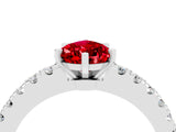 White gold Pear Cut Solitaire Diamond with Pavé Band and Four-Prong Setting_4