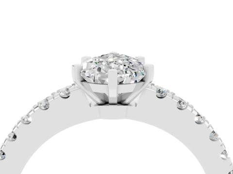 White gold Pear Cut Solitaire Diamond with Pavé Band and Four-Prong Setting_4