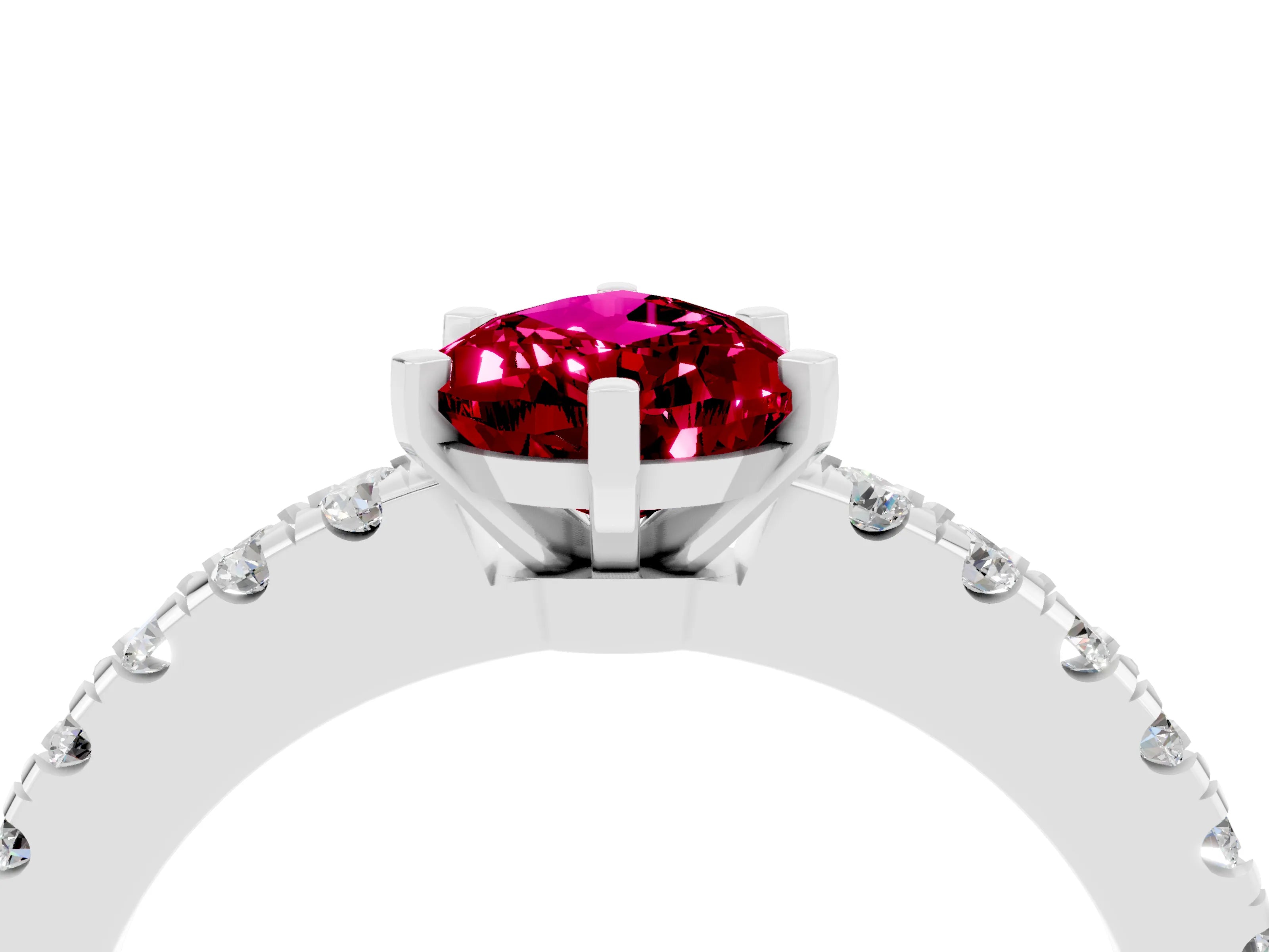 White gold Pear Cut Solitaire Diamond with Pavé Band and Four-Prong Setting_4