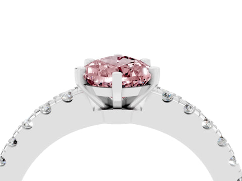 White gold Pear Cut Solitaire Diamond with Pavé Band and Four-Prong Setting_4