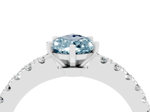 White gold Pear Cut Solitaire Diamond with Pavé Band and Four-Prong Setting_4