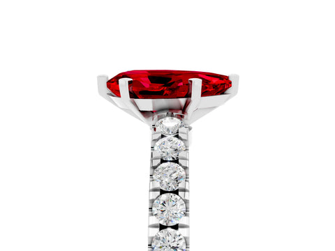 White gold Pear Cut Solitaire Diamond with Pavé Band and Four-Prong Setting_5
