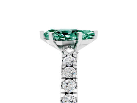 White gold Pear Cut Solitaire Diamond with Pavé Band and Four-Prong Setting_5