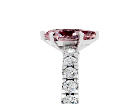 White gold Pear Cut Solitaire Diamond with Pavé Band and Four-Prong Setting_5