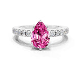 White gold Pear Cut Solitaire Diamond with Pavé Band and Four-Prong Setting