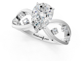 White gold Pear Cut Solitaire Diamond with Side Stones on Criss-Cross Band and Four-Prong Setting_24