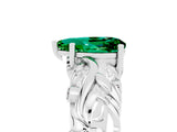 White gold Pear Cut Solitaire Emerald Leaf-Inspired Vine Band Ring with Prong Setting_5