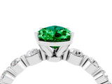 White gold Pear Cut Solitaire Emerald Ring with Pave Band and Four-Prong Setting_4