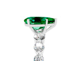 White gold Pear Cut Solitaire Emerald Ring with Pave Band and Four-Prong Setting_5