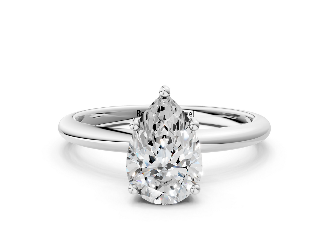 White gold Pear Cut Solitaire Engagement Ring with Four-Prong Setting and Classic Band_53