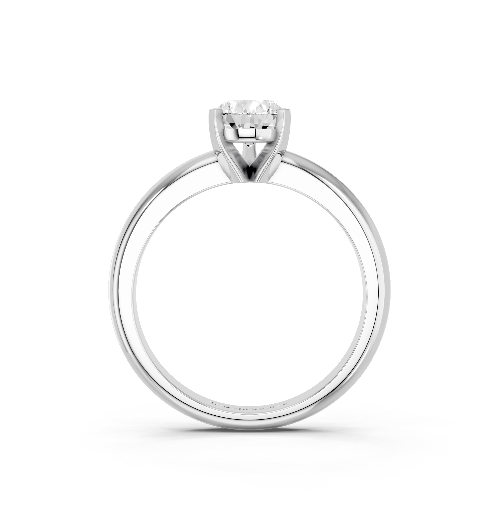 White gold Pear Cut Solitaire Engagement Ring with Round Band and Four-Prong Setting_330