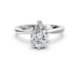 White gold Pear Cut Solitaire Engagement Ring with Six-Prong Setting and Tapered Band_122