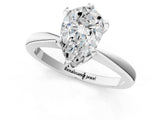 White gold Pear Cut Solitaire Engagement Ring with Six-Prong Setting and Tapered Band_123