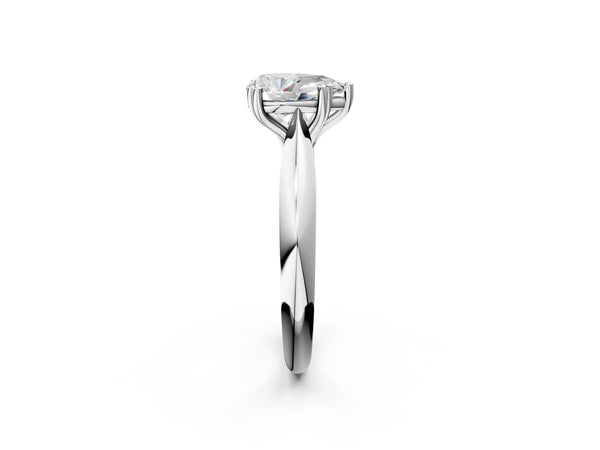 White gold Pear Cut Solitaire Engagement Ring with Tapered Band and Four-Prong Setting