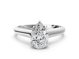 White gold Pear Cut Solitaire Engagement Ring with Tapered Band and Four-Prong Setting_3