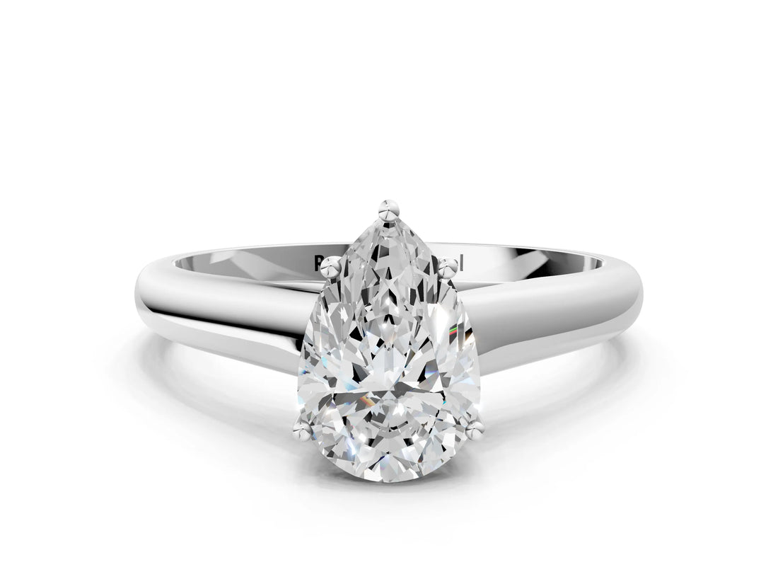 White gold Pear Cut Solitaire Engagement Ring with Tapered Band and Four-Prong Setting_3