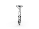 White gold Pear Cut Solitaire Engraved Band with Four-Prong Setting_64