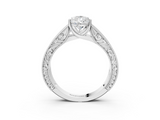 White gold Pear Cut Solitaire Engraved Band with Four-Prong Setting_65