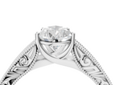 White gold Pear Cut Solitaire Engraved Band with Four-Prong Setting_66