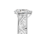 White gold Pear Cut Solitaire Engraved Band with Four-Prong Setting_67