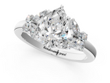 White gold Pear Cut Solitaire Floral Diamond Ring with Four-Prong Setting_38