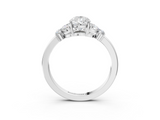 White gold Pear Cut Solitaire Floral Diamond Ring with Four-Prong Setting_40