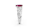 White gold Pear Cut Solitaire Garnet Leaf-Inspired Vine Band Ring with Prong Setting_2