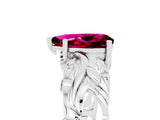White gold Pear Cut Solitaire Garnet Leaf-Inspired Vine Band Ring with Prong Setting_5