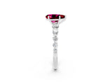 White gold Pear Cut Solitaire Garnet Ring with Pave Band and Four-Prong Setting_2