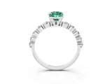 White gold Pear Cut Solitaire Green Sapphire Ring with Pave Band and Four-Prong Setting_3
