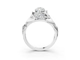 White gold Pear Cut Solitaire Leaf-Inspired Engagement Ring with Prong Setting_10