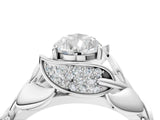 White gold Pear Cut Solitaire Leaf-Inspired Engagement Ring with Prong Setting_11