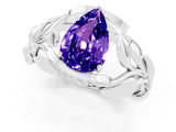 White gold Pear Cut Solitaire Leaf-Inspired Engagement Ring with Prong Setting_1