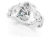 White gold Pear Cut Solitaire Leaf-Inspired Engagement Ring with Prong Setting_1