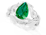 White gold Pear Cut Solitaire Leaf-Inspired Engagement Ring with Prong Setting_1