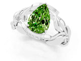 White gold Pear Cut Solitaire Leaf-Inspired Engagement Ring with Prong Setting_1