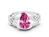 White gold Pear Cut Solitaire Leaf-Inspired Engagement Ring with Prong Setting