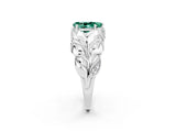 White gold Pear Cut Solitaire Leaf-Inspired Engagement Ring with Prong Setting_2