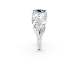 White gold Pear Cut Solitaire Leaf-Inspired Engagement Ring with Prong Setting_2