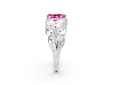 White gold Pear Cut Solitaire Leaf-Inspired Engagement Ring with Prong Setting_2