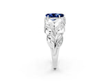 White gold Pear Cut Solitaire Leaf-Inspired Engagement Ring with Prong Setting_2
