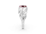 White gold Pear Cut Solitaire Leaf-Inspired Engagement Ring with Prong Setting_2