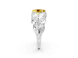 White gold Pear Cut Solitaire Leaf-Inspired Engagement Ring with Prong Setting_2