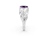 White gold Pear Cut Solitaire Leaf-Inspired Engagement Ring with Prong Setting_2
