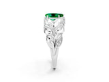 White gold Pear Cut Solitaire Leaf-Inspired Engagement Ring with Prong Setting_2
