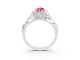 White gold Pear Cut Solitaire Leaf-Inspired Engagement Ring with Prong Setting_3